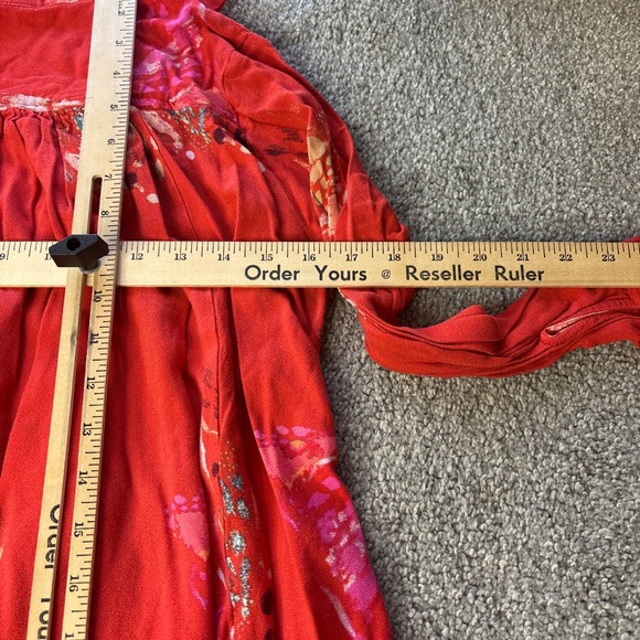 Free People tunic top womens small Red orange Butterfly Print High Low Boho - Picture 12 of 13